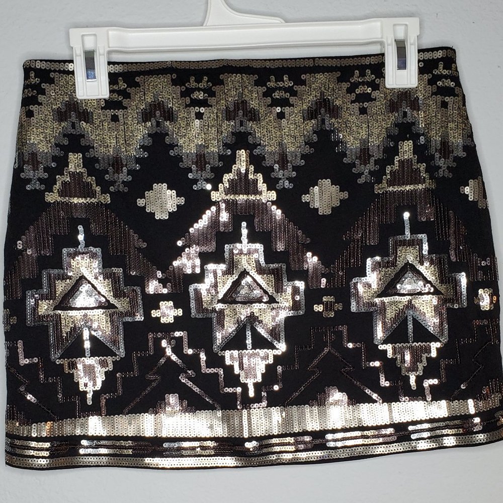 Black and Gold Sequin mini skirt